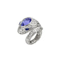 Bvlgari Serpenti Ring Agate Silver Cubic Zirconia Snake