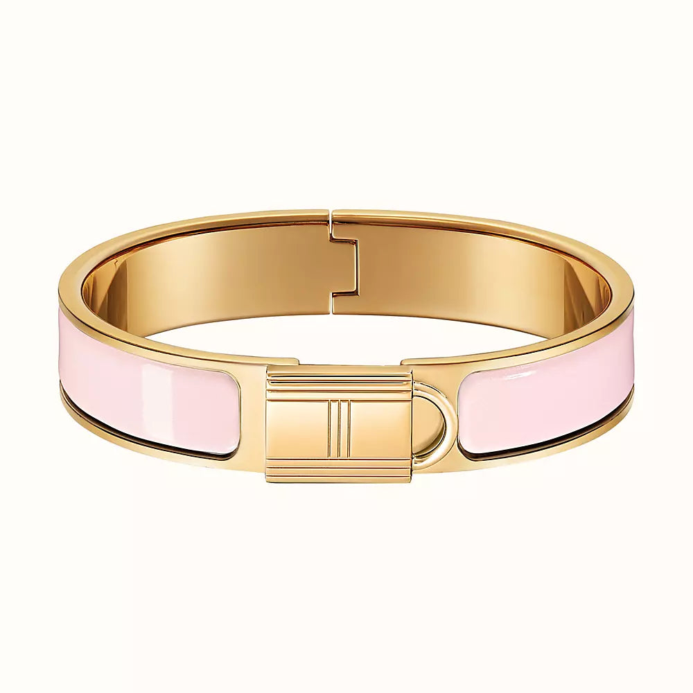 Hermes H Lock Pink Gold Bracelet 12MM