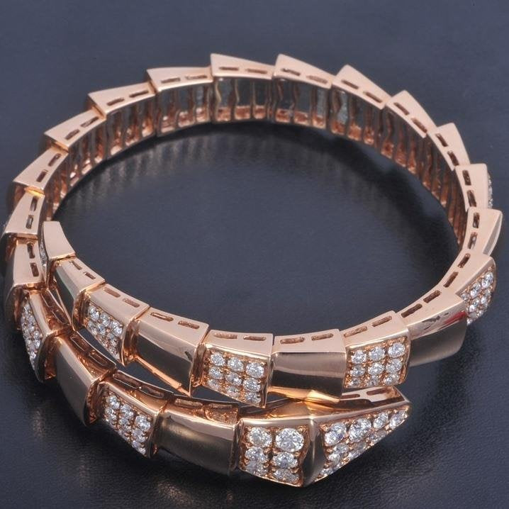 Bvlgari Serpenti Wide Bracelet Pink Gold Cubic Zirconia