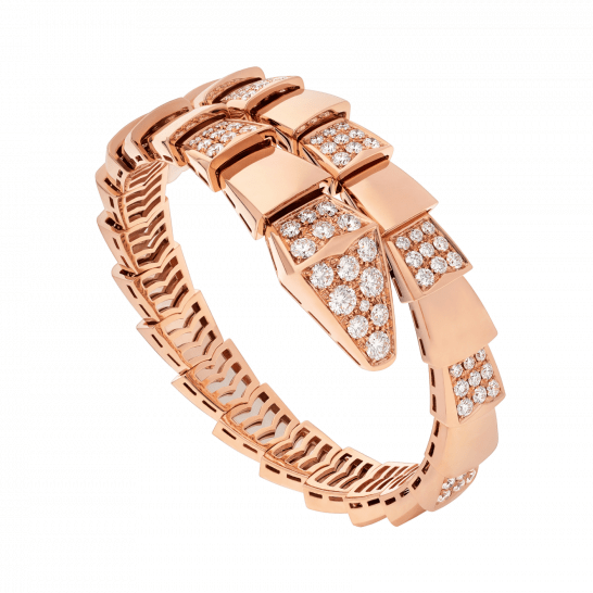 Bvlgari Serpenti Wide Bracelet Pink Gold Cubic Zirconia