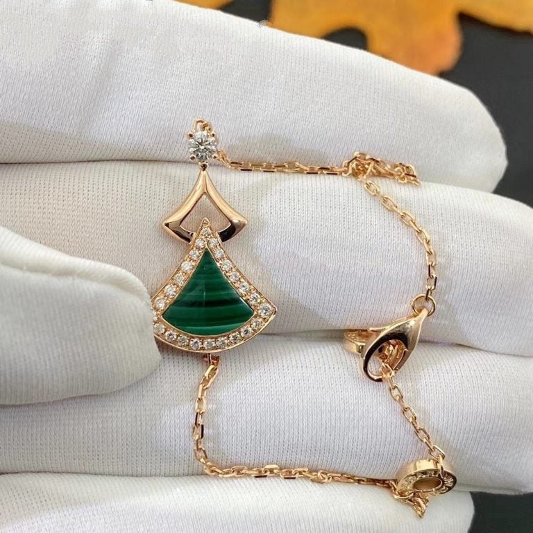 Bvlgari Dream Bracelet Malachite Pink Gold Cubic Zirconia