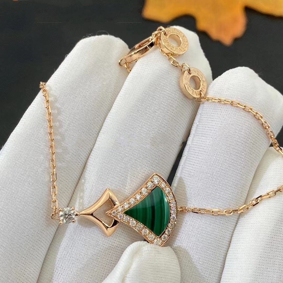 Bvlgari Dream Bracelet Malachite Pink Gold Cubic Zirconia