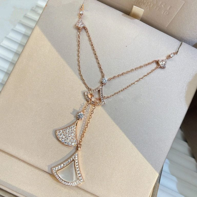 Bvlgari Dream Necklace 3 Motif White MOP Cubic Zirconia