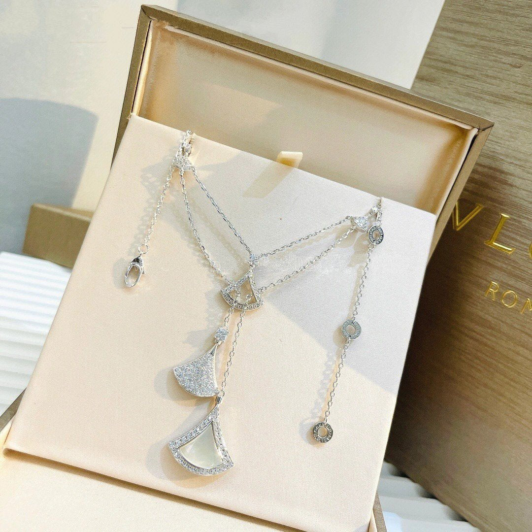 Bvlgari Dream Necklace 3 Motif White MOP Cubic Zirconia