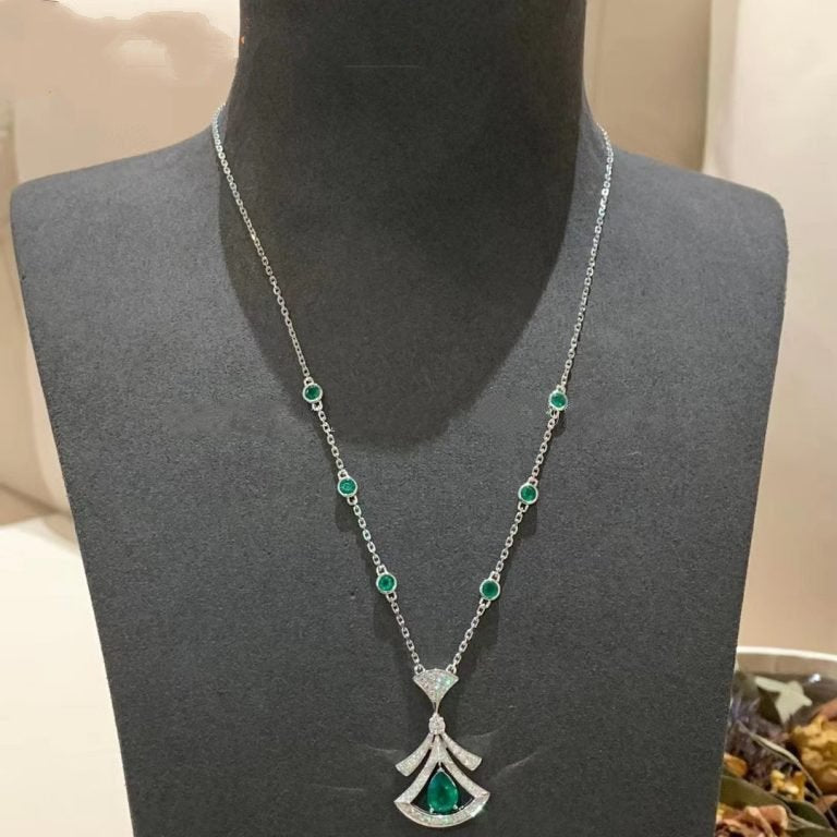 Bvlgari Dream Necklace Malachite Cubic Zirconia Silver