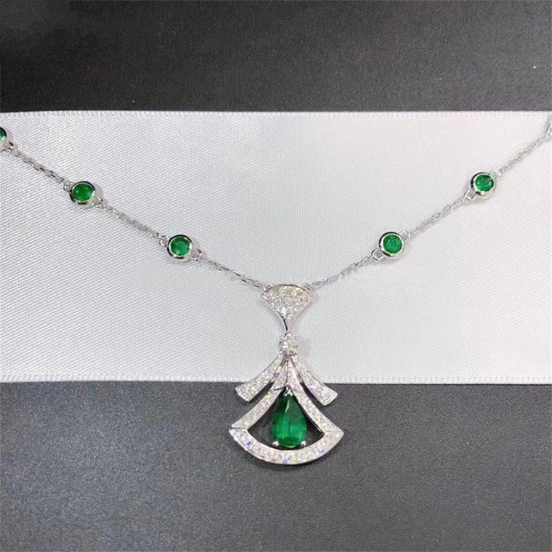 Bvlgari Dream Necklace Malachite Cubic Zirconia Silver