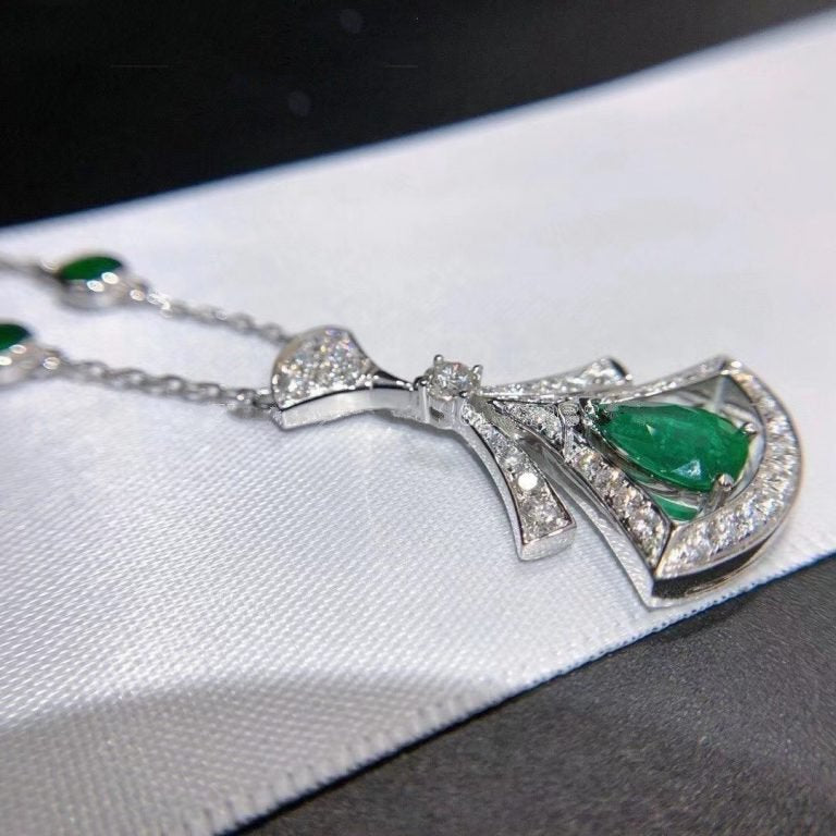 Bvlgari Dream Necklace Malachite Cubic Zirconia Silver