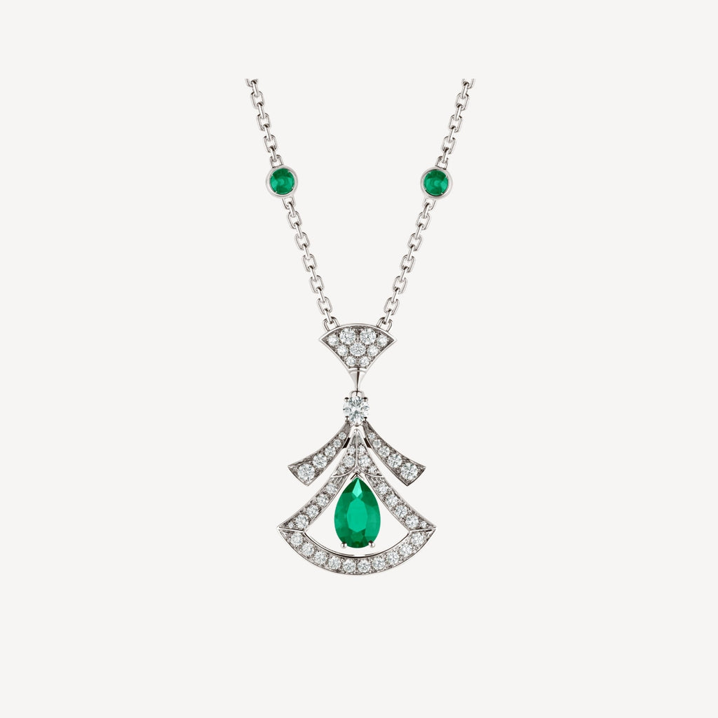 Bvlgari Dream Necklace Malachite Cubic Zirconia Silver