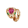 Bvlgari Serpenti Ring Snake Malachite Pink Cubic Zirconia