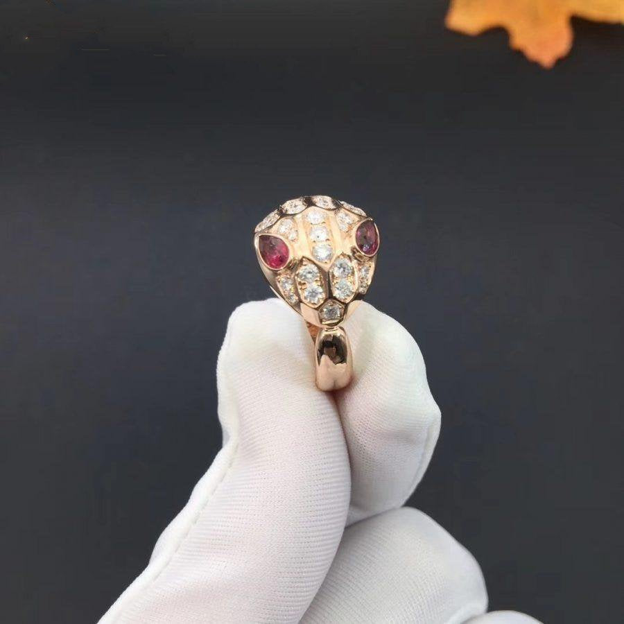 Bvlgari Serpenti Ring Snake Pink Gold Cubic Zirconia