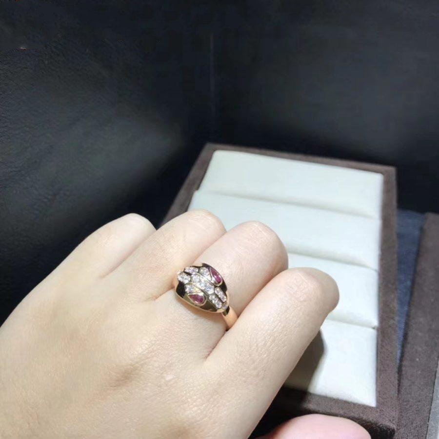 Bvlgari Serpenti Ring Snake Pink Gold Cubic Zirconia