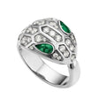 Bvlgari Serpenti Ring Snake Malachite Silver Cubic Zirconia