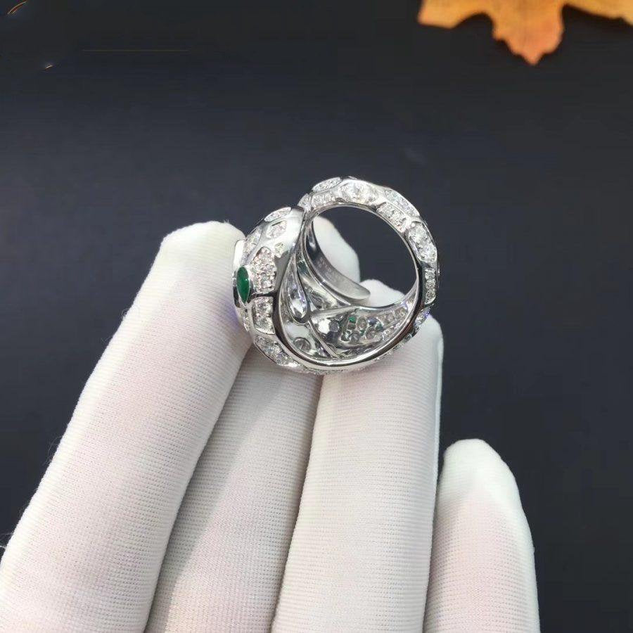 Bvlgari Serpenti Ring Agate Silver Cubic Zirconia Snake