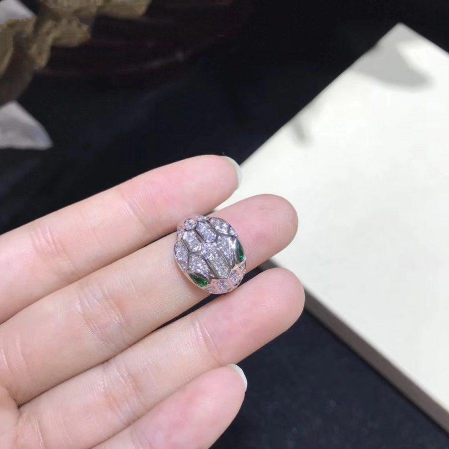 Bvlgari Serpenti Ring Snake Malachite Silver Cubic Zirconia