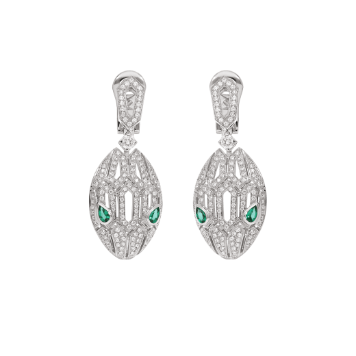 Bvlgari Serpenti Malachite Cubic Zirconia Earrings Silver