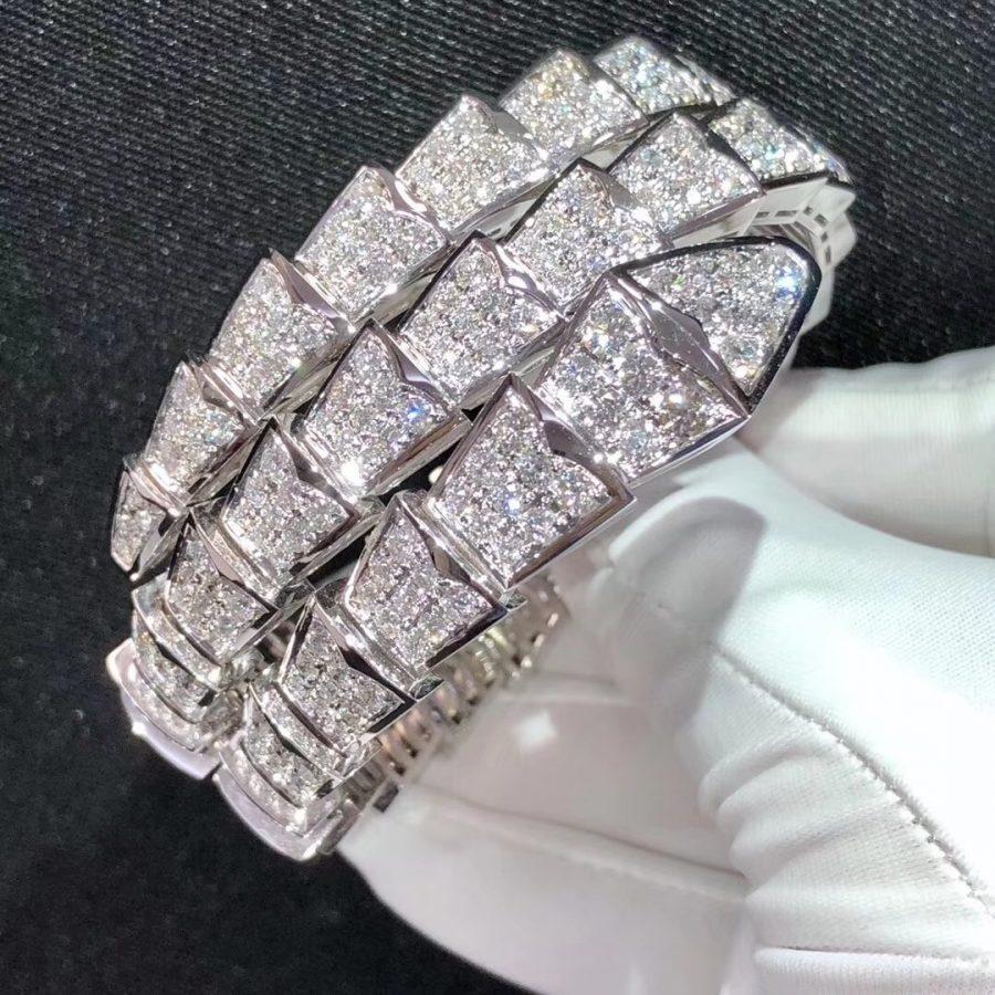 Bvlgari Serpenti Bracelet 8MM Silver Cubic Zirconia Double Row