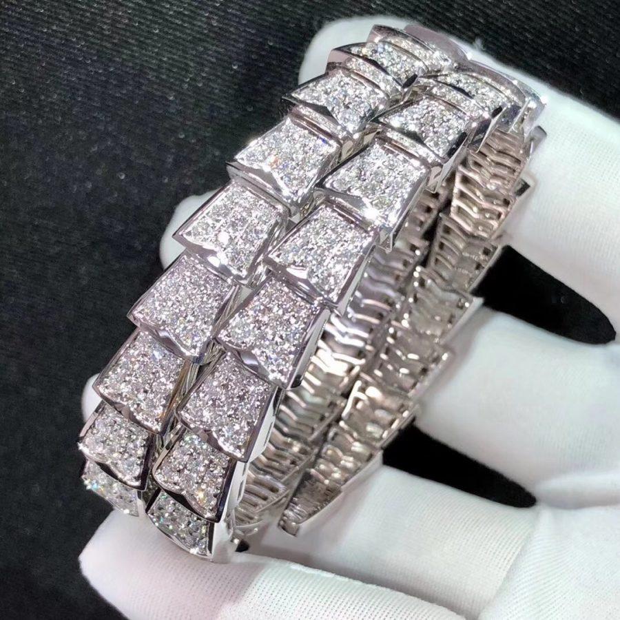 Bvlgari Serpenti Bracelet 8MM Silver Cubic Zirconia Double Row