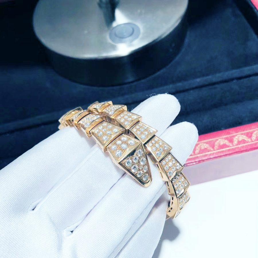 Bvlgari Serpenti Bracelet 8MM Pink Gold Cubic Zirconia - 357273