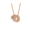 Bvlgari Serpenti Pink Gold Necklace Double Ring Cubic Zirconia