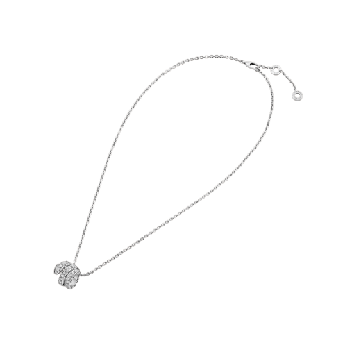 Bvlgari Serpenti Silver Necklace Double Ring Cubic Zirconia