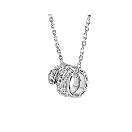 Bvlgari Serpenti Silver Necklace Double Ring Cubic Zirconia