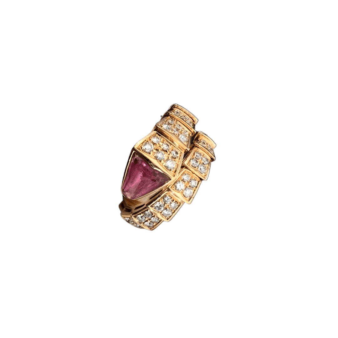 Bvlgari Serpenti Ring Pink Gold Cubic Zirconia Pink
