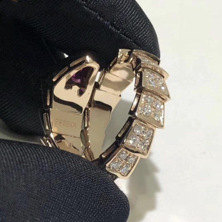 Bvlgari Serpenti Ring Pink Gold Cubic Zirconia Pink