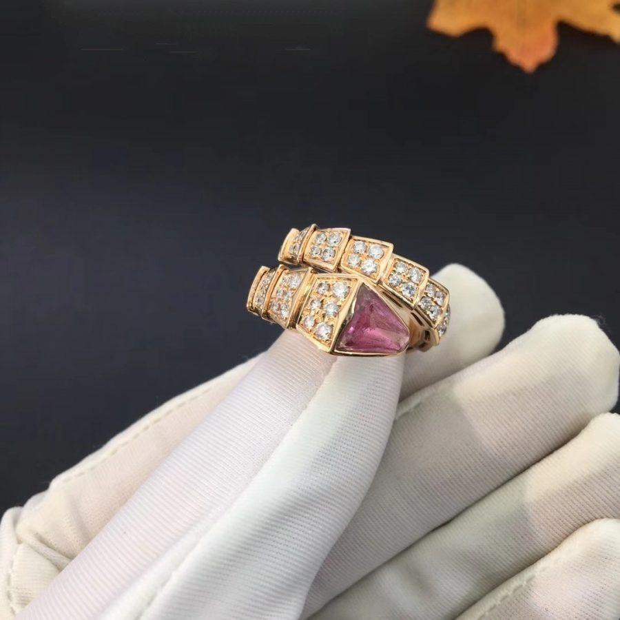 Bvlgari Serpenti Ring Pink Gold Cubic Zirconia Pink