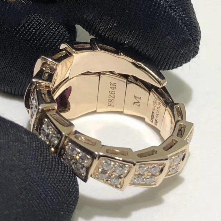 Bvlgari Serpenti Ring Pink Gold Cubic Zirconia Pink