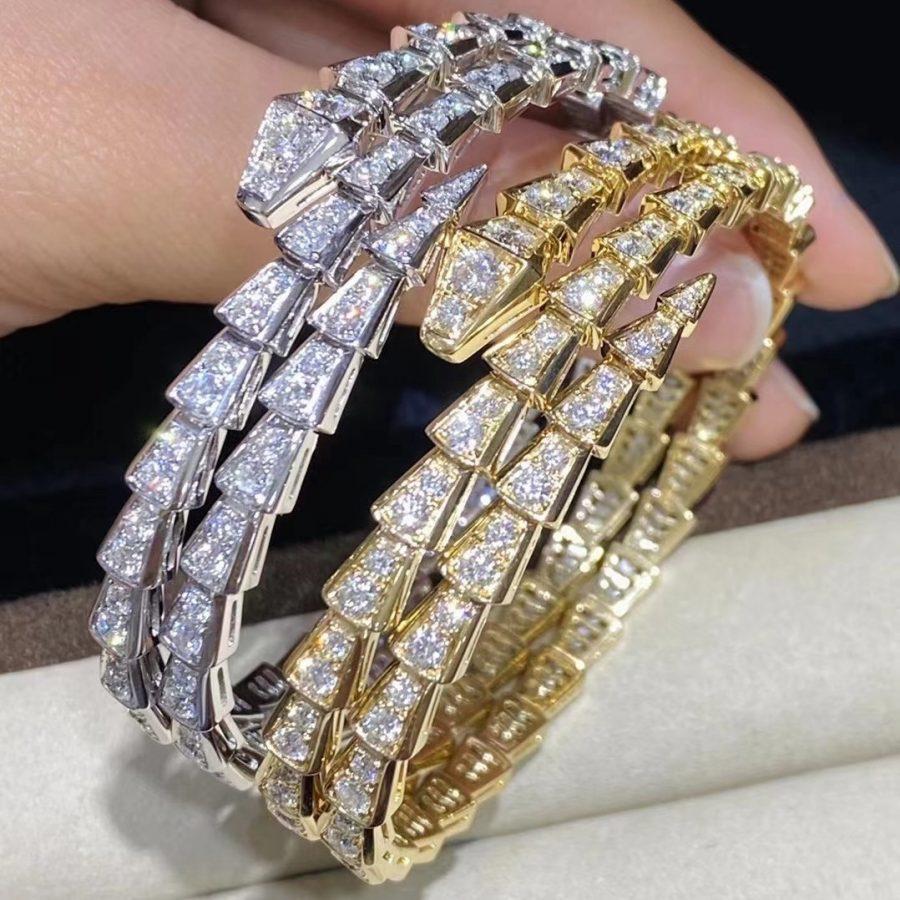 Bvlgari Serpenti Bracelet Gold Cubic Zirconia Double Row