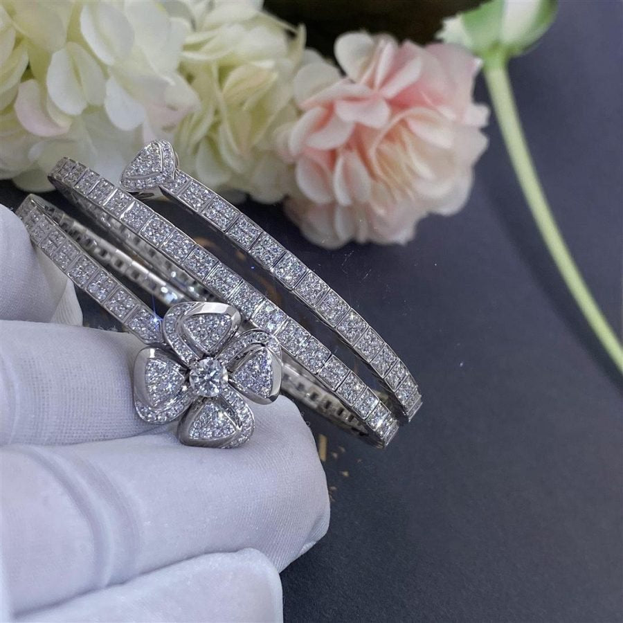 Bvlgari Fiorever Bracelet Silver Cubic Zirconia Double Row