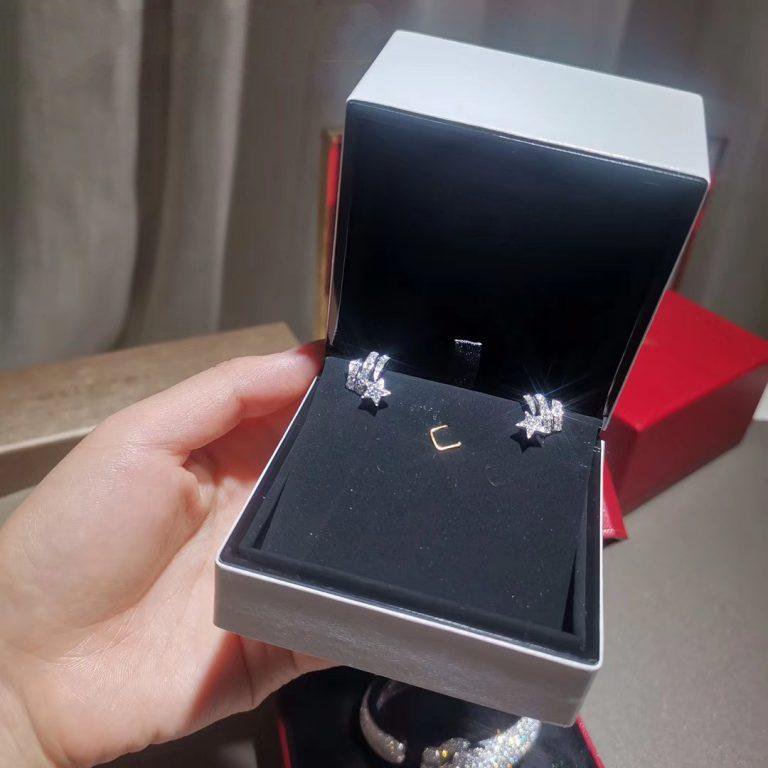 Chanel Comete Etoilee Earrings Silver Diamond