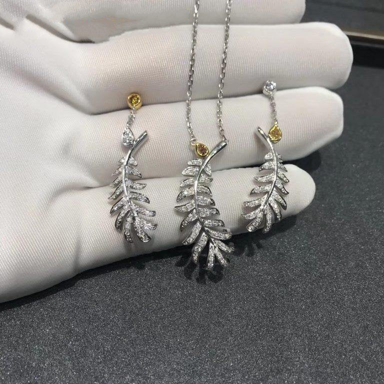 Chanel Plume de Earrings Silver Diamond