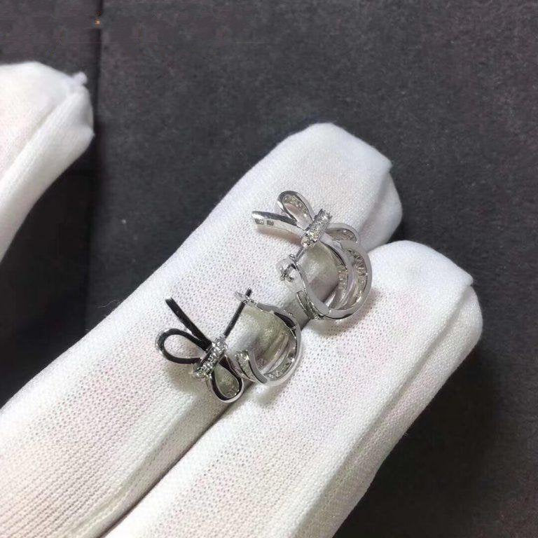 Chanel Ruban Silver Earrings Diamond