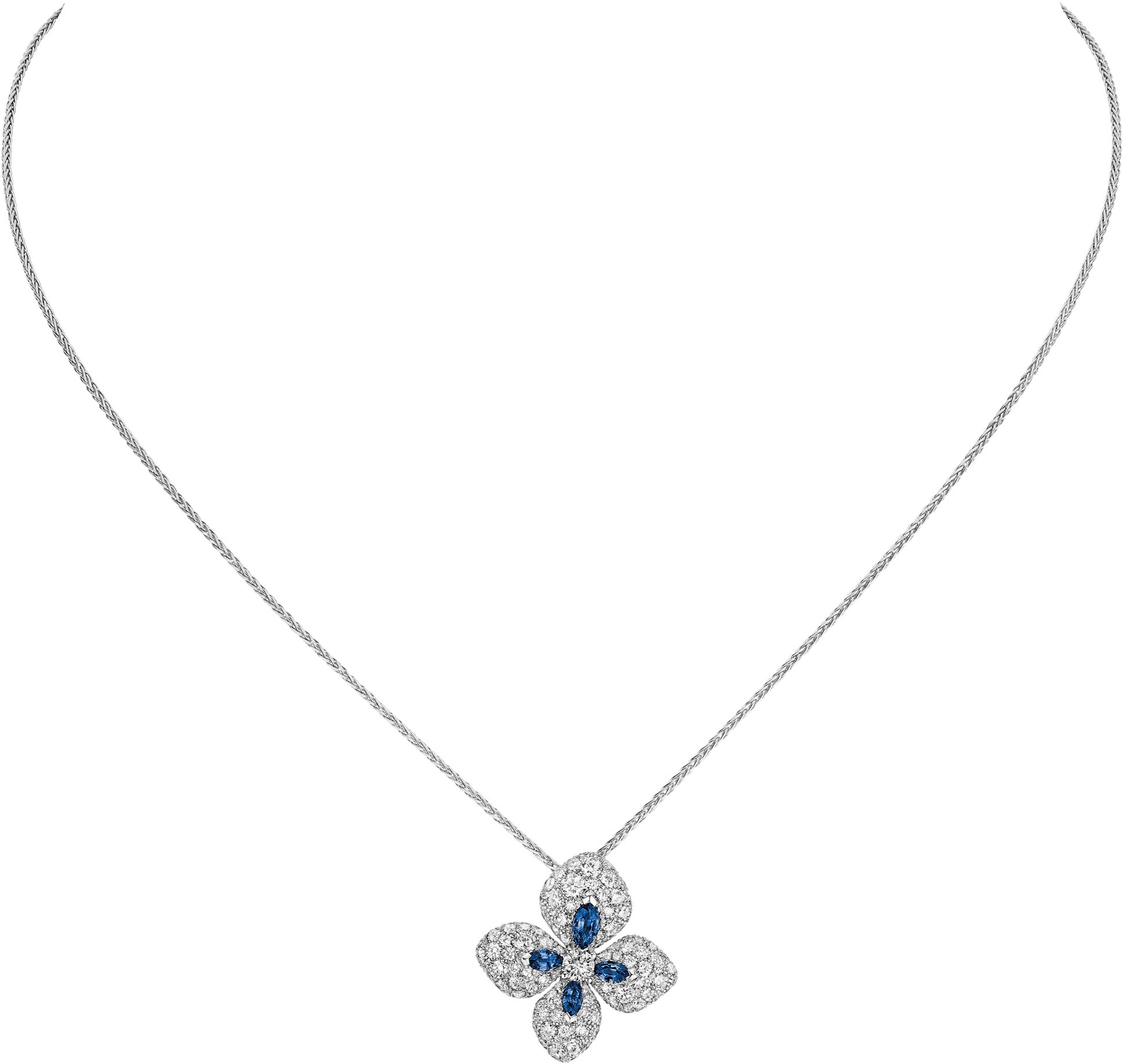 Chaumet Hortensia Necklace Agate Dark Silver Cubic Zirconia