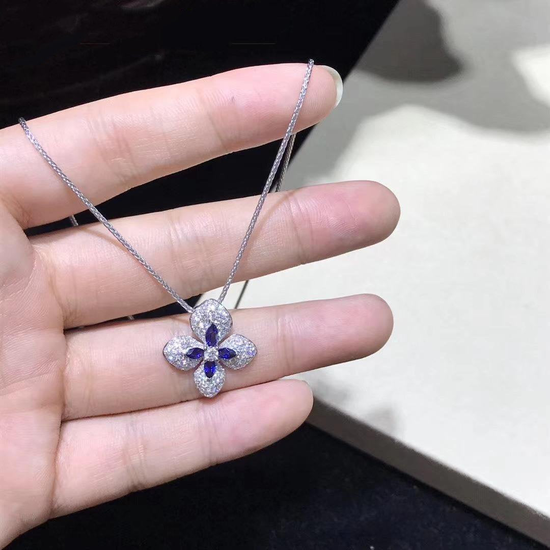 Chaumet Hortensia Necklace Agate Dark Silver Cubic Zirconia