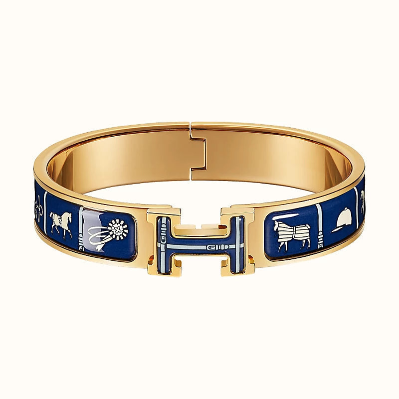 Hermes H Couvertures Dark Blue Bracelet