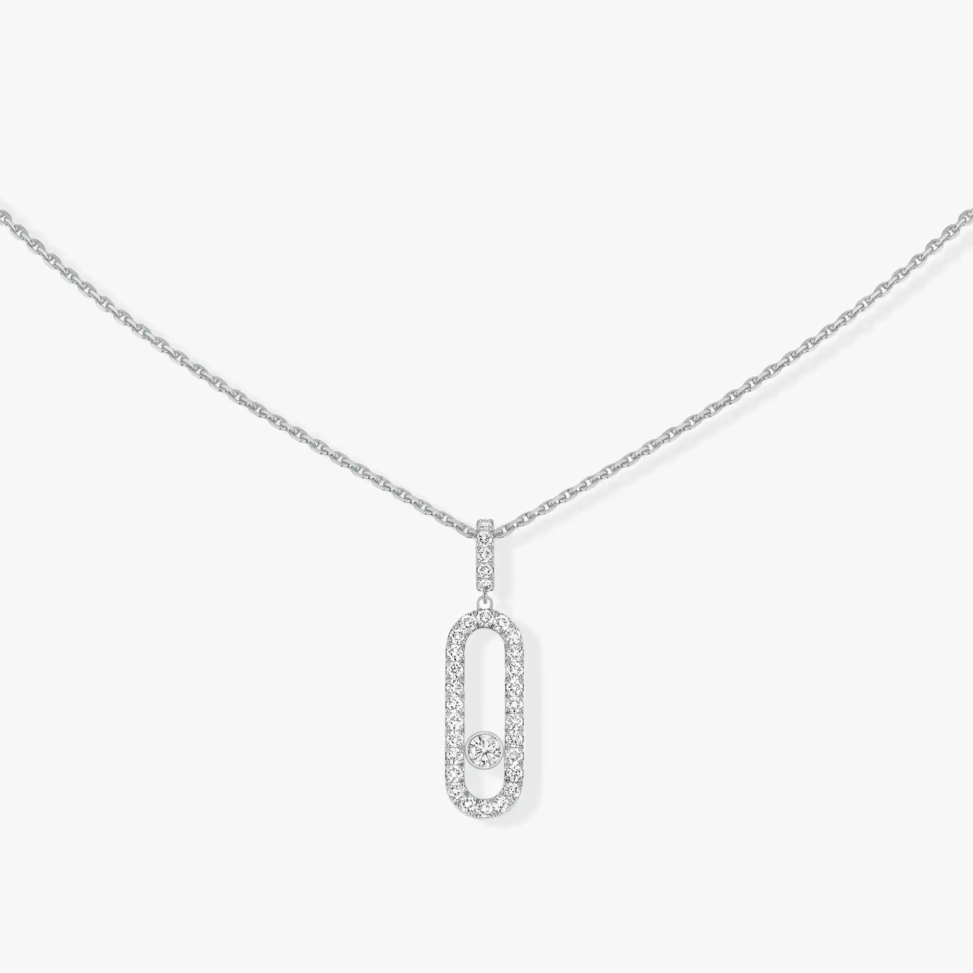 Messika Move Uno Lm Silver Cubic Zirconia Paved Necklace