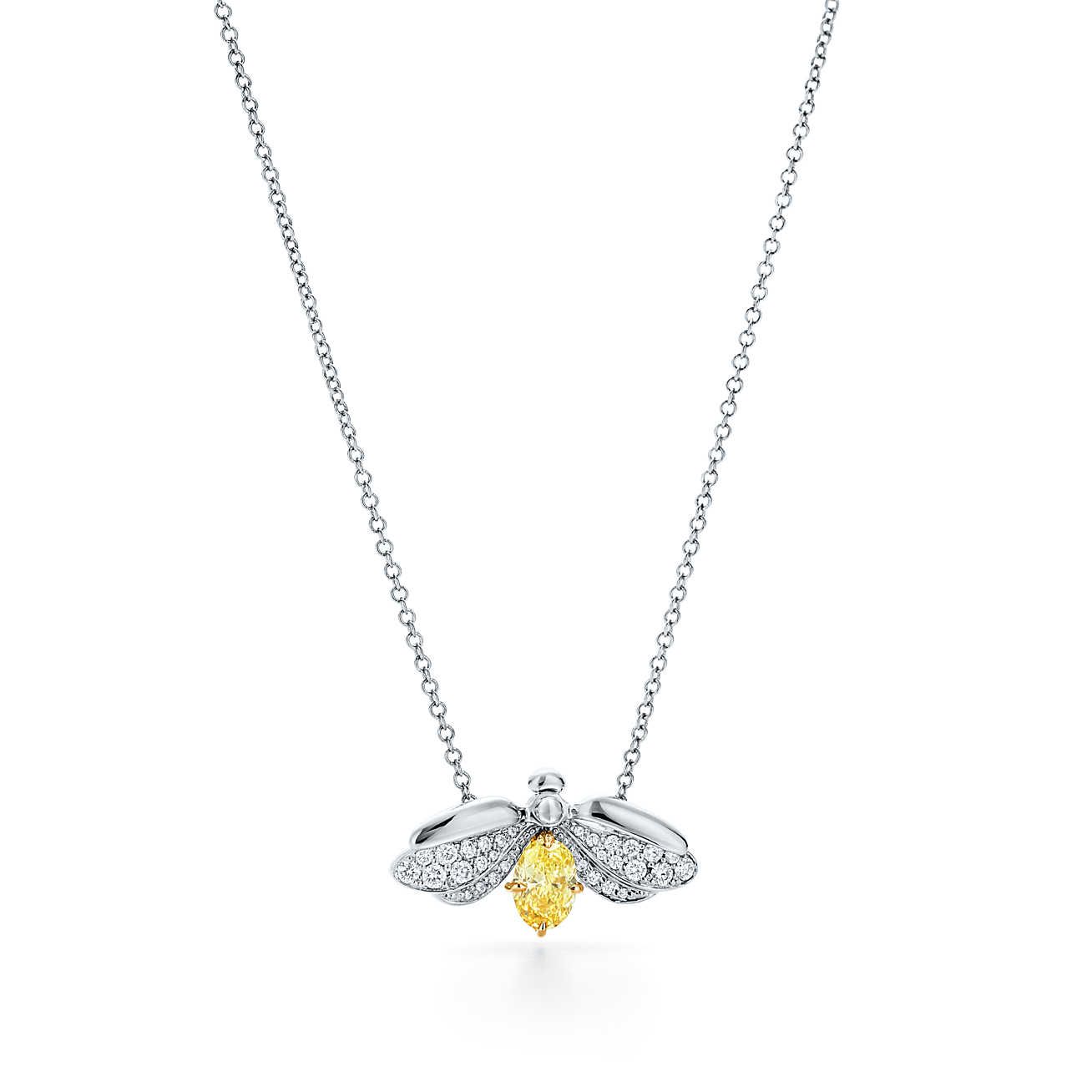 Tiffany Paper Flowers Yellow Cubic Zirconia Firefly Pendant