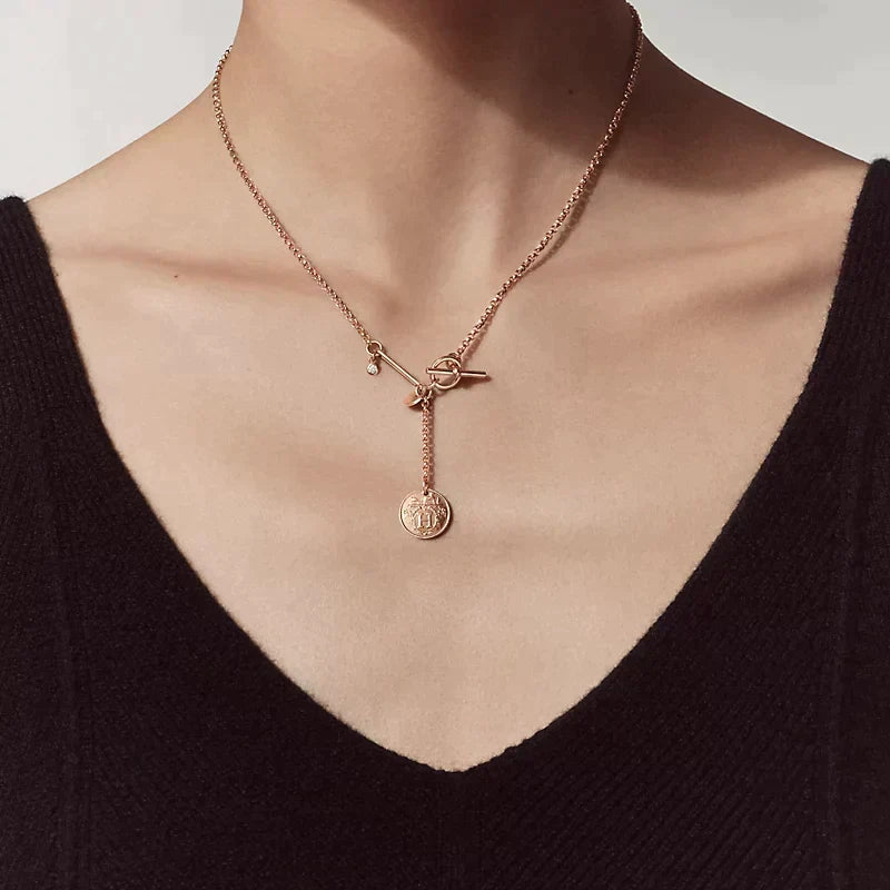 Hermes Ex-Libris Pendant Pink Gold Small