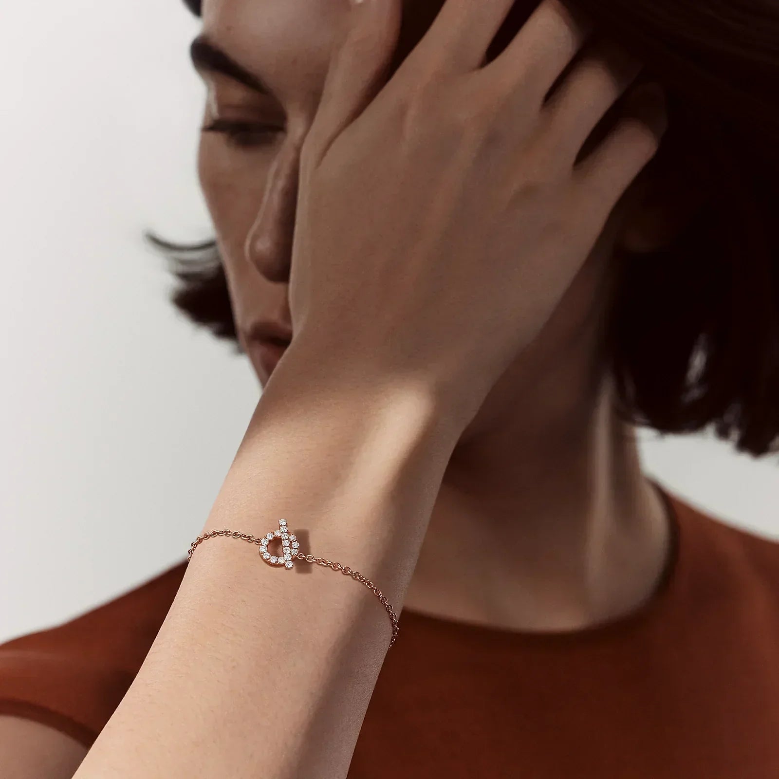 Hermes Finesse Pink Gold Cubic Zirconia Bracelet