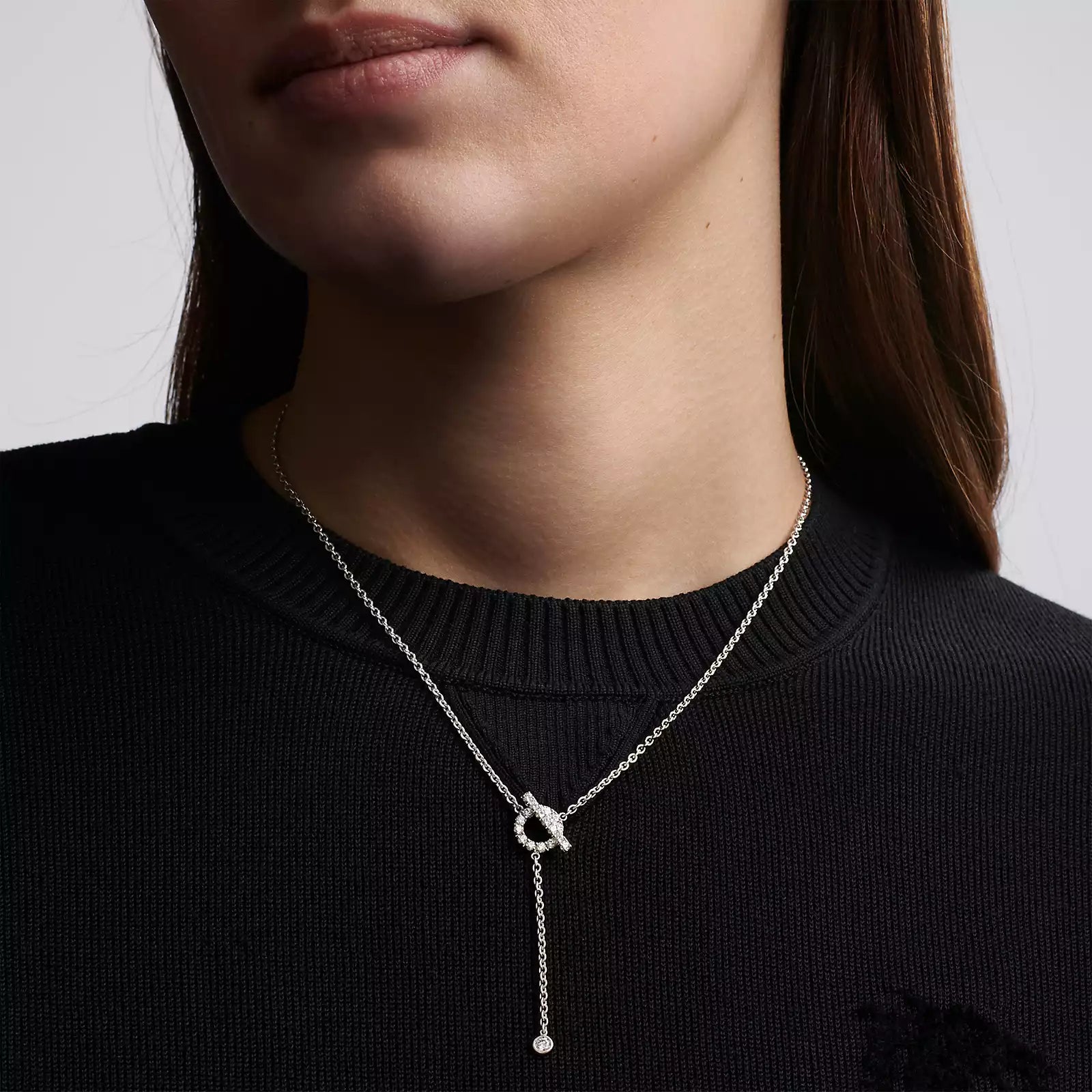 Hermes Finesse Silver Cubic Zirconia Necklace