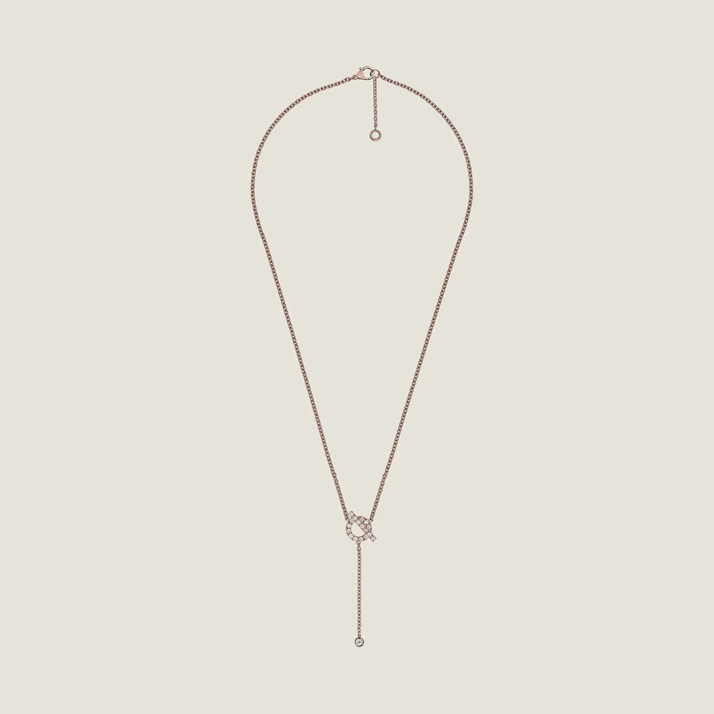 Hermes Finesse Pink Gold Cubic Zirconia Necklace