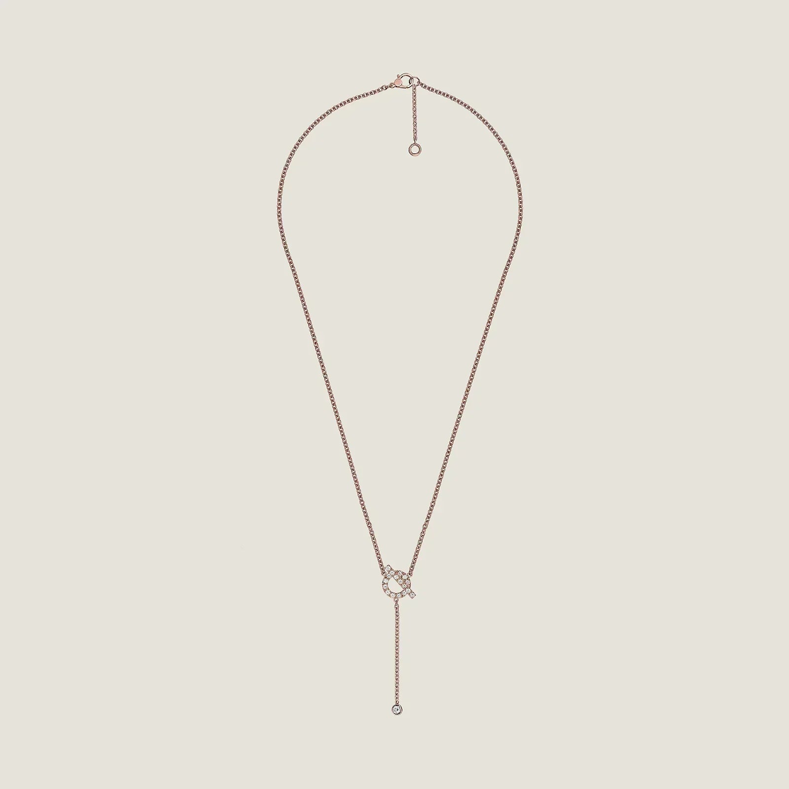 Hermes Finesse Pink Gold Cubic Zirconia Necklace