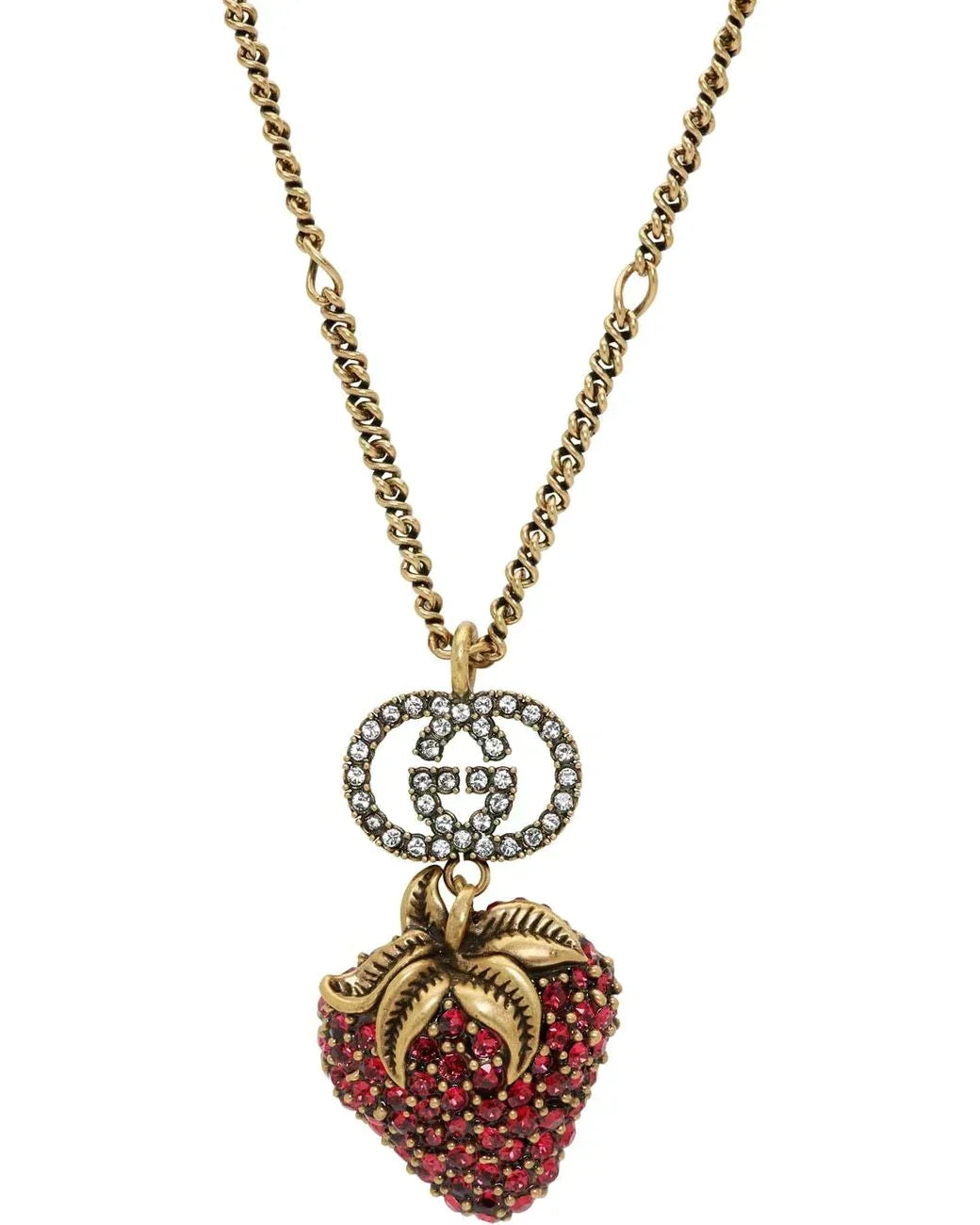 Gucci GG Red Cubic Zirconia Strawberry Necklace
