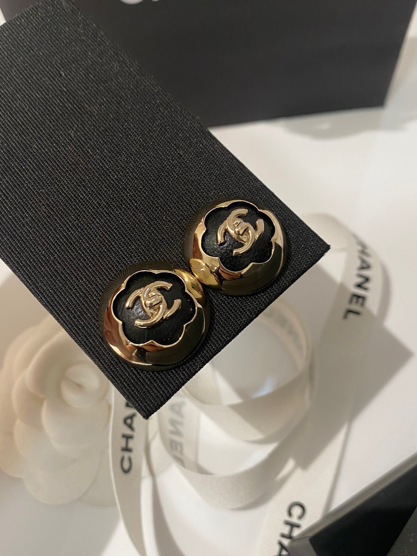 Chanel Classic White Silver Enamel Double C Earrings - Style 2