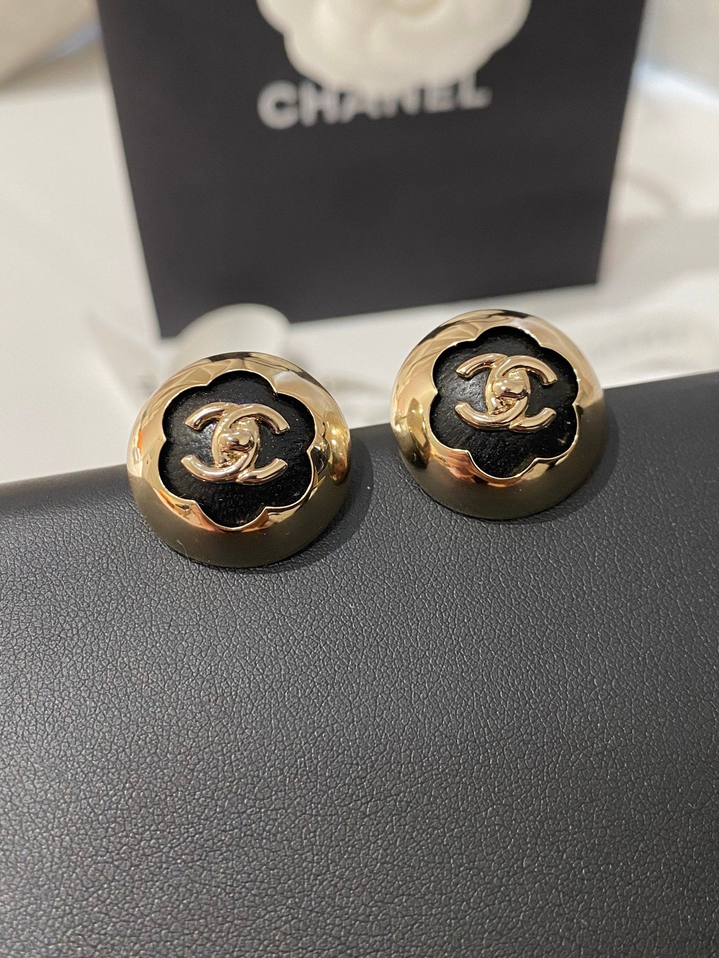 Chanel Classic White Silver Enamel Double C Earrings - Style 2