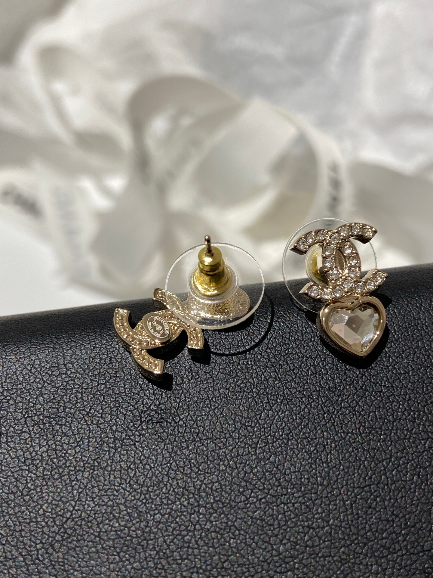 Chanel Asymmetrical Heart Gold Diamond Earrings