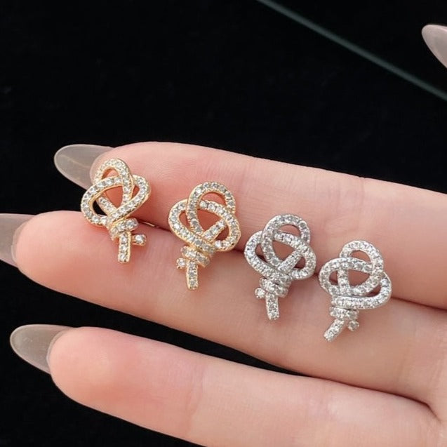 Tiffany Tiffan Key Woven Cubic Zirconia Earrings