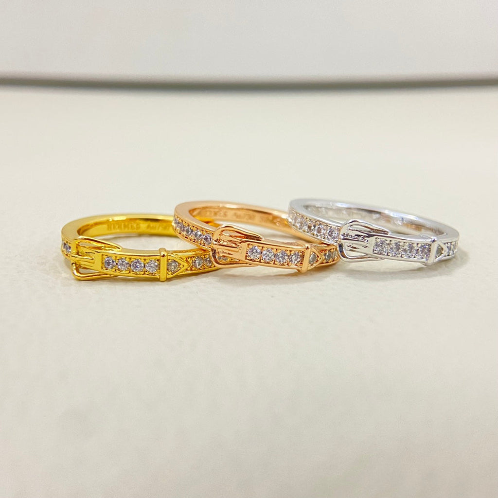Hermes HM Buckle Full Diamond Ring